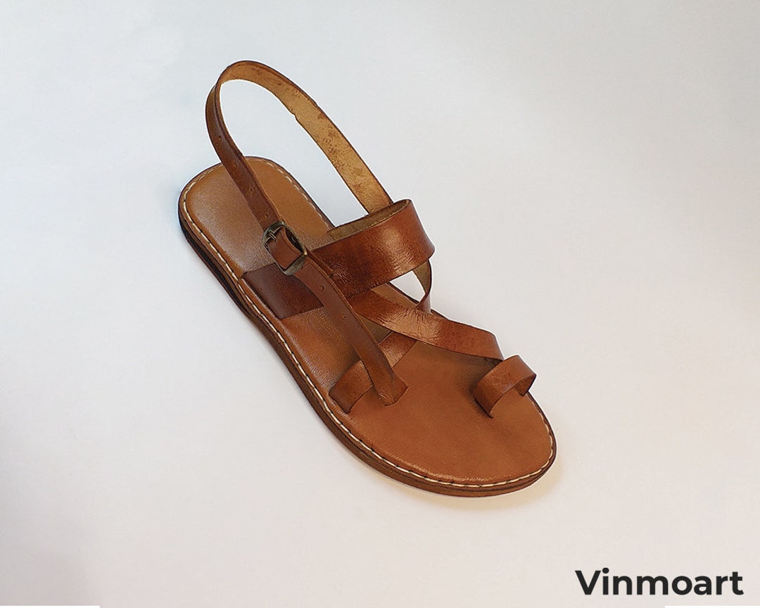 Brown Greek Style Sandals, Handmade Leather Spartan Sandals for Men, Summer Beach Summer Sandals