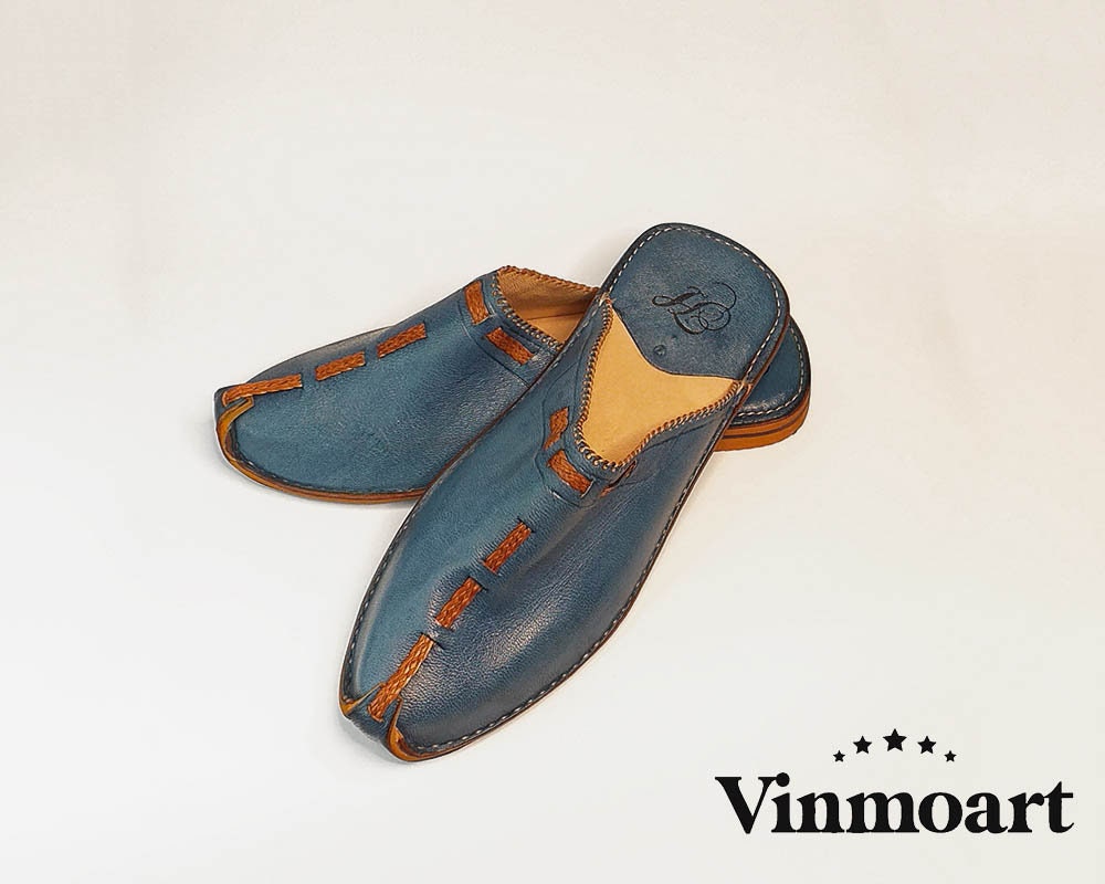 Big size slippers Hand dyed Mules Organic Leather Traditional Moroccan Aladdin Handmade shoes Moroccan babouche gift for him