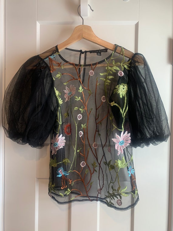 Gorgeous floral tulle shirt
