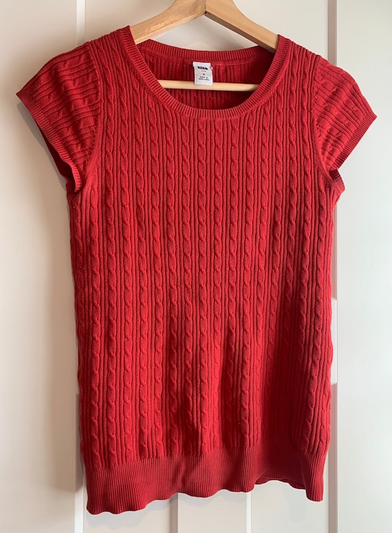 Small red cable knit sweater