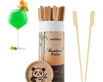 Bamboo Picks Food Appetizer Toothpicks –(4.5/7/10) inch Paddle Bamboo Skewers Toothpick (100 Pack)