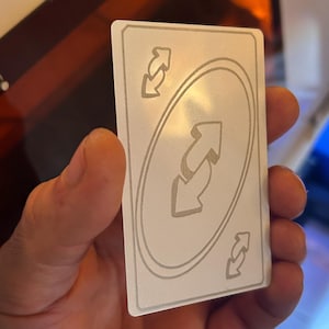 Witmetaal "Omgekeerde kaart" lasergegraveerd geanodiseerd aluminium Spelcadeaukaart Gamergravure Zilver Omkering ongedaan maken Grappige kaarten Geschenken Aandenken