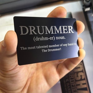 Personalisierte Geschenkkarte für Percussionisten und Musiker mit Gravur