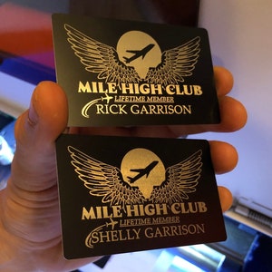 Aangepaste metalen kaart voor Mile High Club-lidmaatschap - grappig lasergegraveerd cadeau