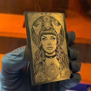 Aangepaste psychedelische tarotkaart - lasergegraveerd metalen kunstcadeau