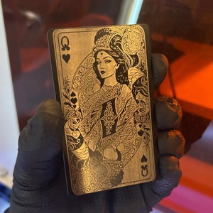 Lady Luck Queen of Hearts metalen kaart Victoriaanse illustratie speelcadeau