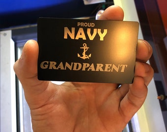 Proud Navy Grandparent Metal Gift Card, Anodized Aluminum Laser Engraved Gift Card for Grandma Grandpa Service Members Armed Forces Giftcard