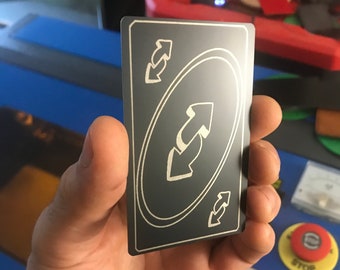 Tarjetas inversas de metal - Tarjeta de regalo Meme de aluminio negro mate para juegos - Grabado láser personalizado Cute Art Gag Giftcard Reversal Undo No You No U