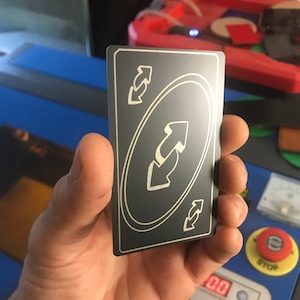 Metal Reverse Cards - Matte Black Aluminum Gaming Meme Gift Card - Custom Laser Engraving Cute Art Gag Giftcard Reversal Undo No You No U
