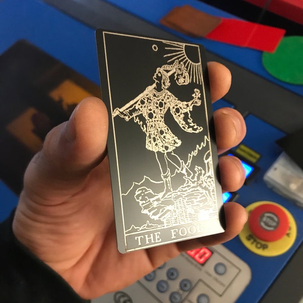 Metal The Fool Tarot Gift Card - Custom Laser Engraved Anodized Aluminum Giftcard Keepsake Memento