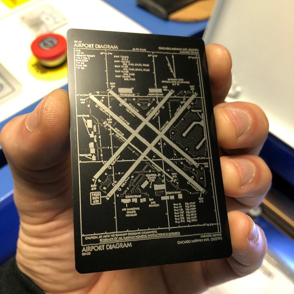 Metal Airport Approach Chart Gift Flight Sim General Aviation Pilot Favoriete luchthaven Diagram Vliegtuig Jet Plane Lasergegraveerde geschenken