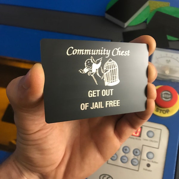 Metal Get Out Of Jail Free Community Chest Gift Card - Gag Bail Bond Public Deviant Gifts - Laser Engraved Anodized Aluminum Jailbait Joke