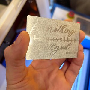 Metall „Denn nichts ist unmöglich bei Gott“ Lukas 1,37 || Laser graviertes Lesezeichen, christliche Buchhandlung Kirche Positivität motivierendes Andenken