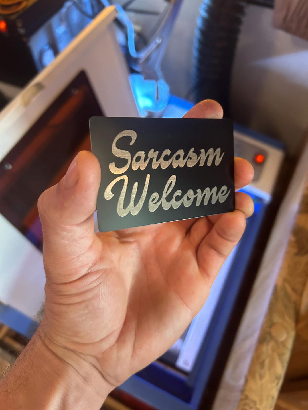 Metal sarcasm Gift Card Laser Engraved Cute Desk Gag, Funny