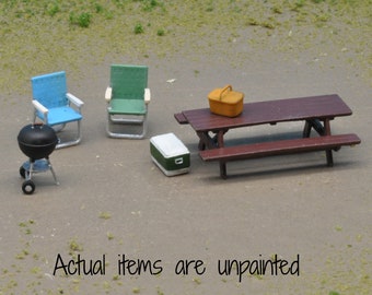 HO Scale Picnic Set- Unpainted