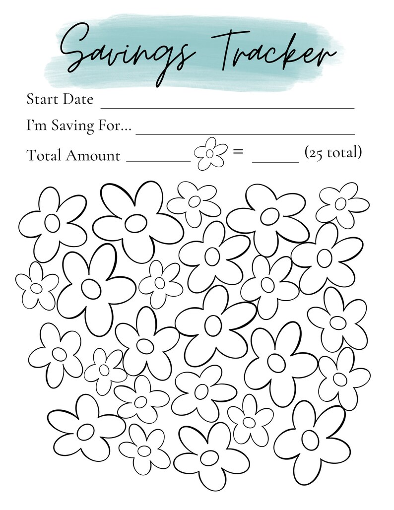 Cute Flower Savings Tracker Custom Savings Challenge Etsy