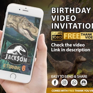 ジュラシック招待状、ビデオ招待状、ジュラシックパーク、ジュラシックワールド、恐竜誕生日招待状、恐竜誕生日、恐竜パーティー