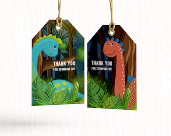 DINOSAUR BIRTHDAY TAGS, Favor Tag, Thank You Label, Birthday Gift Tag, Favor Gift Bag Tag, Dino Dinosaur Party, Digital, Instant Download