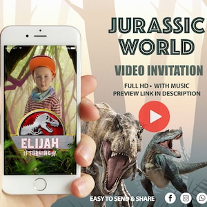 Dinosaur Birthday invitation, Dinosaur Invitation, Jurassic Video Invitation, Jurassic Invitation, Jurassic World Birthday, Dino Party