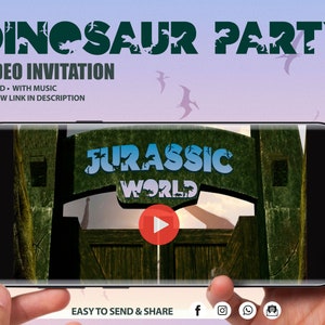 Jurassic World Video Invitation, Dinosaur Birthday Invite for Boys, Animated Jurassic Park Invite, Jurassic World Party, Turning 5