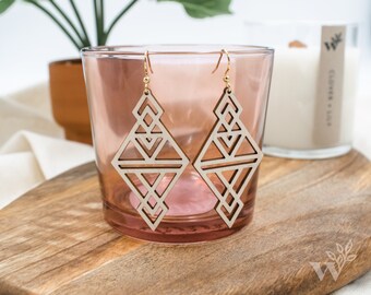 Deco | Maple Wood Earrings | Laser Cut Statement Earrings | Lightweight Earrings