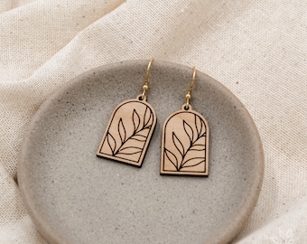 Arbor Mini | Cherry Wood Earrings | Laser Cut Statement Earrings | Lightweight Earrings