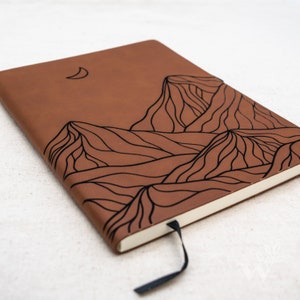 Mountain Faux Leather Notebook | Chestnut | Leather Journal | Nature Notebook | Travel Journal