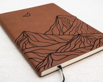 Mountain Faux Leather Notebook | Chestnut | Leather Journal | Nature Notebook | Travel Journal