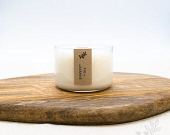 Fig + Jasmine | 4oz | Hand-poured Wood Wick Candle | 100% Natural Soy Wax Candle