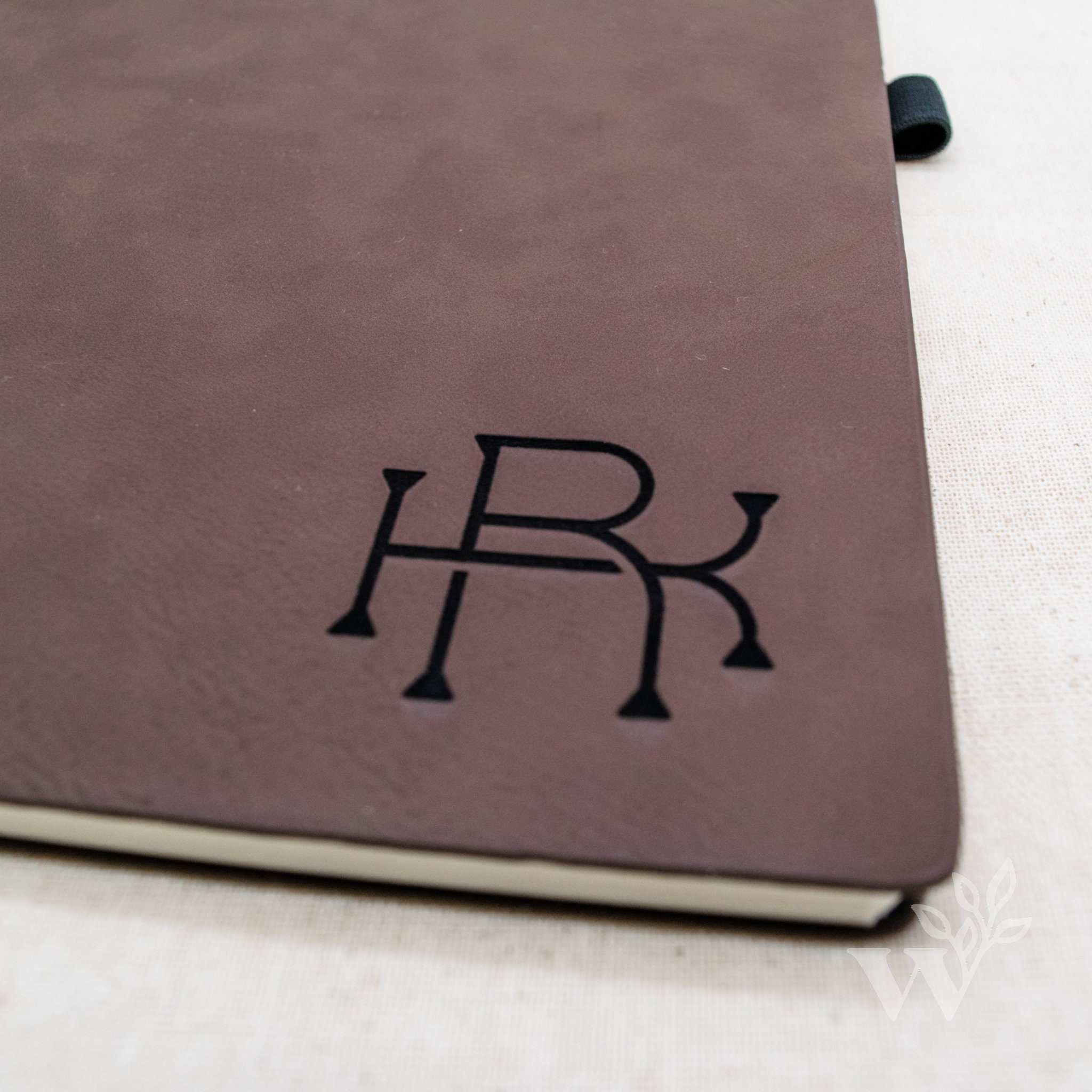 Custom Monogram Leather Notebook | Dark Brown | Personalized Leather ...