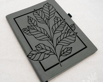 Leaf Leather Notebook | Iron Gray | Leather Journal | Nature Notebook | Travel Journal