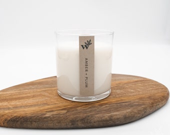 Amber + Plum | 10.5 oz | Hand-poured Wood Wick Candle | 100% Natural Soy Wax Candle