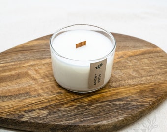 Ocean + Melon | 4 oz | Hand-poured Wood Wick Candle | 100% Natural Soy Wax Candle