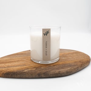 Tonka + Oud | 10.5 oz | Hand-poured Wood Wick Candle | 100% Natural Soy Wax Candle