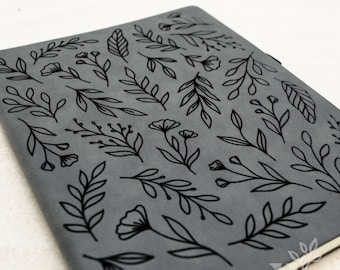 Floral Leather Notebook | Iron Gray | Leather Journal | Nature Notebook | Travel Journal