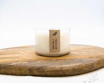 Fresh Air + Nectar | 4 oz | Hand-poured Wood Wick Candle | 100% Natural Soy Wax Candle