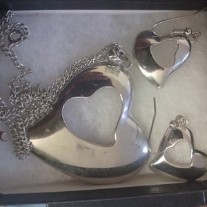 Vintage Heart Earrings and Necklace