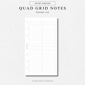 Quad Grid Notes | Printable Planner Insert | PERSONAL | Weekly Agenda, Instant Download, Personal Planner Insert, Digital Insert