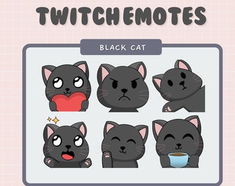 Cute Black Cat Emotes | Twitch and Discord Emotes