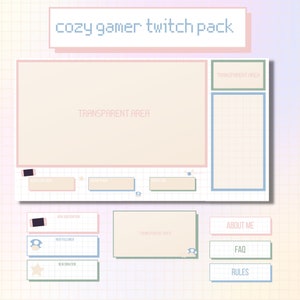 Cozy Gamer Twitch Pack | Twitch Stream Overlay, Panels, Animated Holding Screens