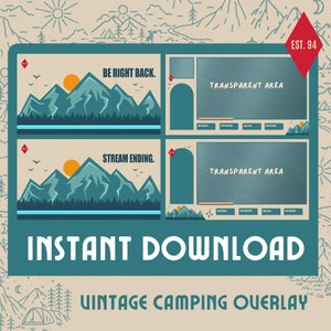Vintage Summer Camping Twitch Overlays and Animated Screens