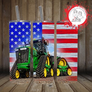 Crawler Tractor with American Flag  20oz & 30oz