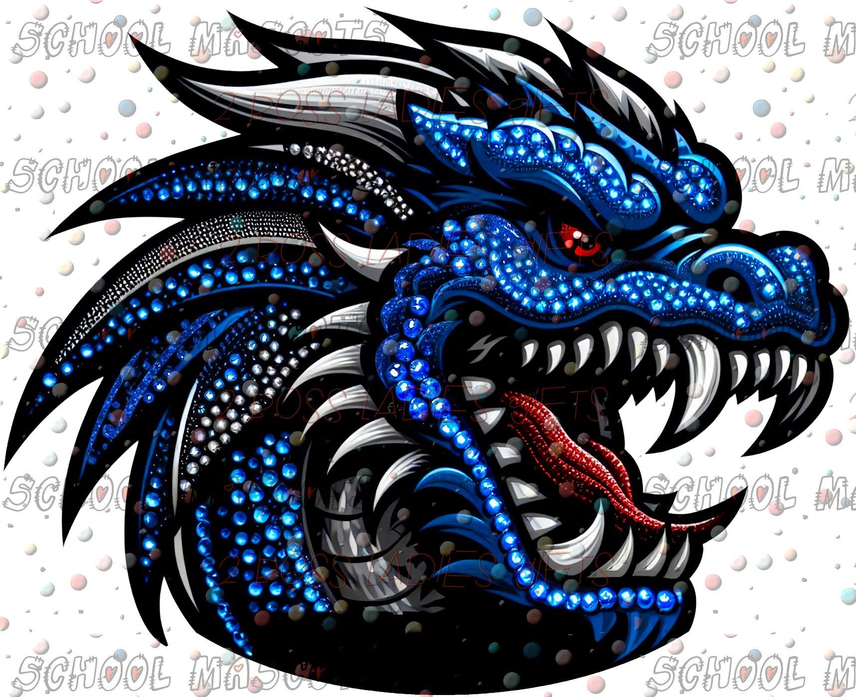 Blue Dragon Mascot Rhinestone - Image Design PNG - Etsy