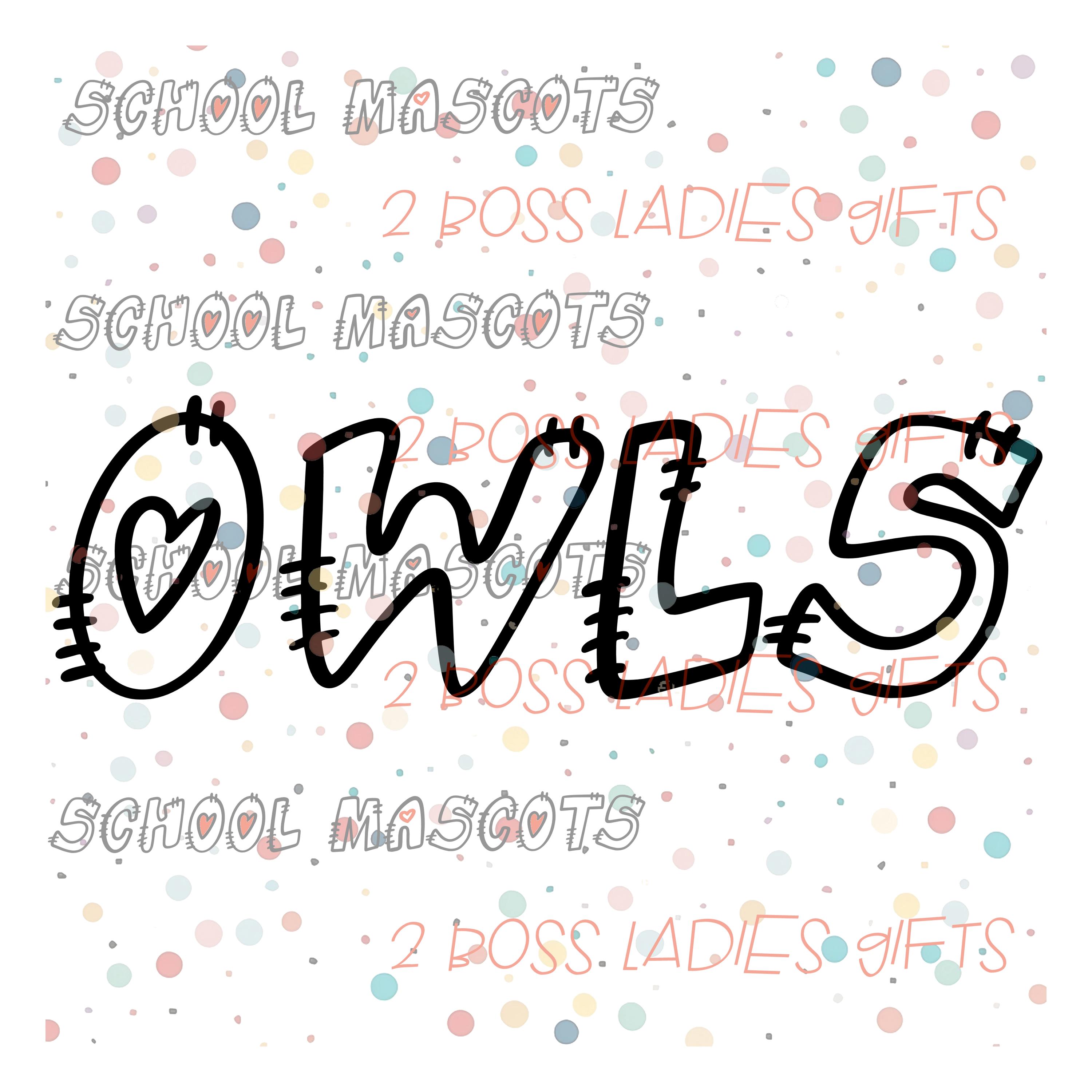 Doodle Letters OWLS school mascot - Transparent
