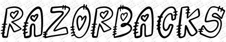 Razorbacks Letters Doodle Letters RAZORBACKS School Mascot - Transparent - Etsy