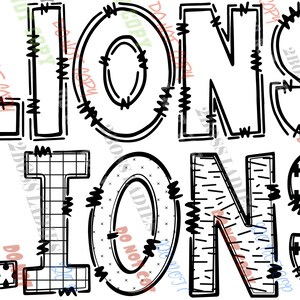 Doodle Letters Lions school mascot - Transparent