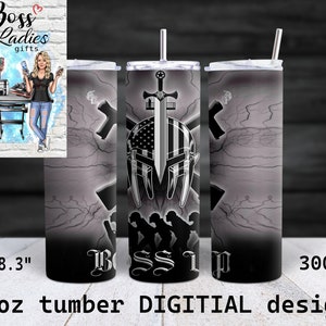 Correctional Officer - Boss Up- Thin Grey Line  20oz Skinny Tumbler Design
