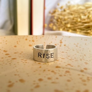 Metal Stamped Hammered Rise, Western Ring, Thumb Ring, Chunky Ring, Western Jewelry, Hand Stamped Boho Ring, Tarnish Free Ring, Western Wear