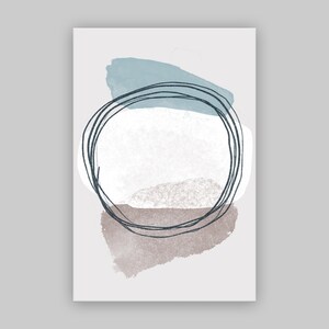 Abstract Circle Canvas Art: Teal & Gray Minimalist Decor