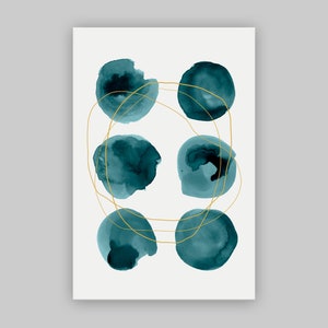 Abstract Canvas Art Decor Minimalistic Style For Hotel Lobby Office Space Wall Decoration Interior Design Teal on White Colors